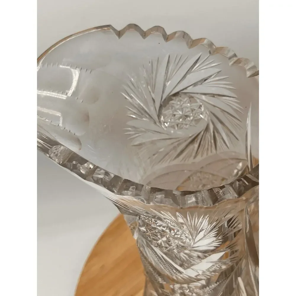 FABULOUS AMERICAN BRILLIANT PERIOD: CUT GLASS EWER/PITCHER/JUG: ABP Chiseled